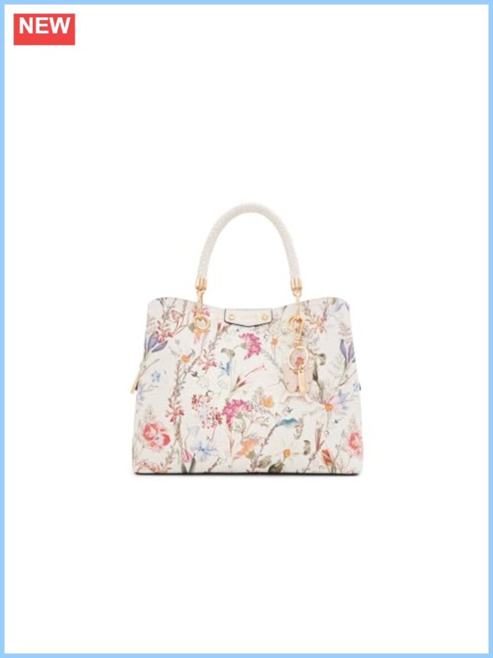 Synthetic Floral Satchel Crossbody Bag with Adjustable Strap